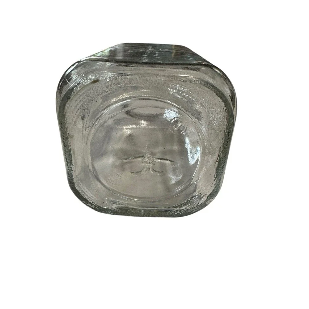 Vintage Fleur De Lis Clear Glass Apothecary Jar Canister Farmhouse Anchor Hock